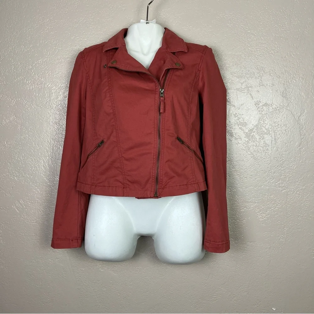 Ann Taylor Loft Moto Jacket - Rust‎ long sleeve full zip size M